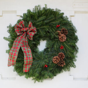 22" Balsam Wreath With Plaid Bow