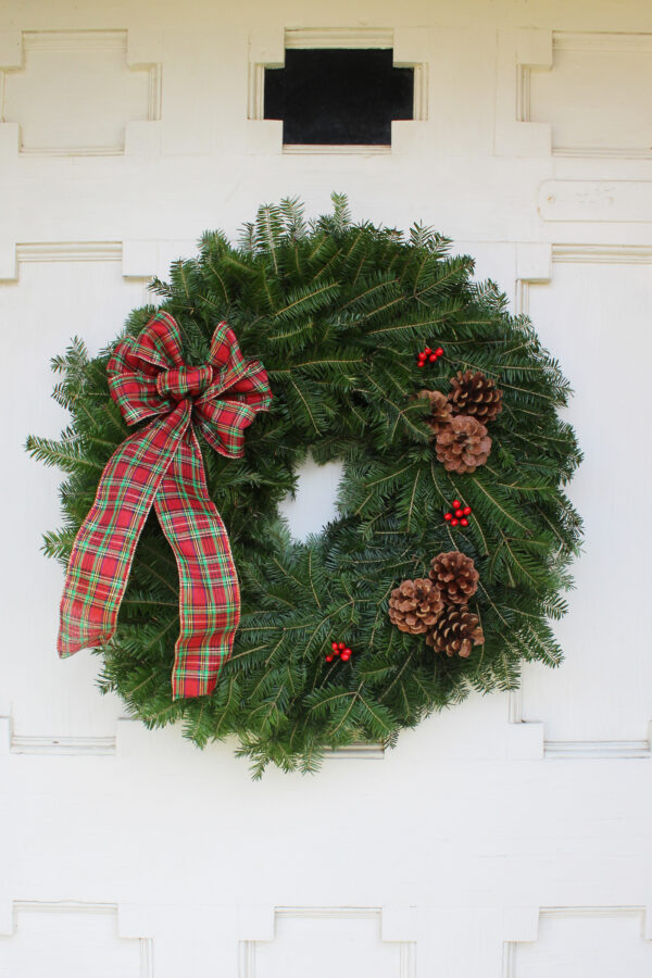 22" Balsam Wreath With Plaid Bow