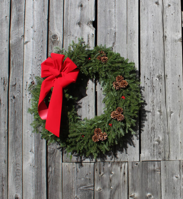 34" Balsam Wreath Red Bow - Image 2