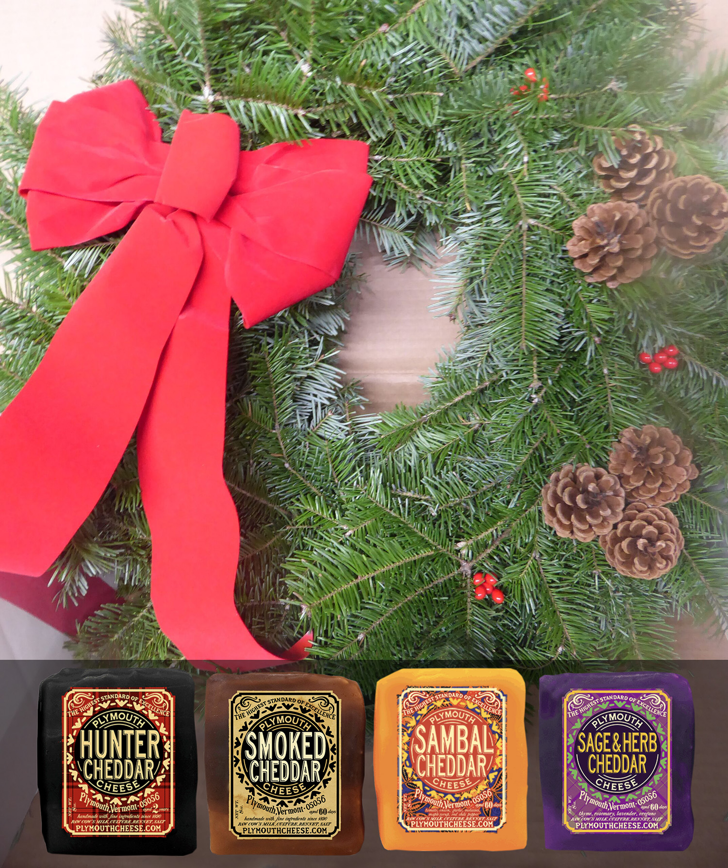 Balsam Wreath Package with 2 lb. Cheddar Cheese